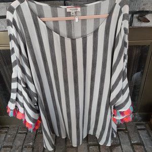 Striped Neon Fringe Top